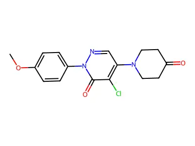 4-chloro-2-(4-methoxyphenyl)-5-(4-oxopiperidino)-3(2H)-pyridazinone structure