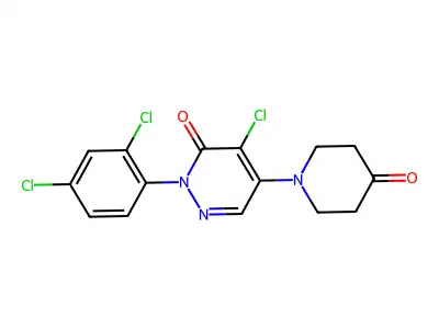 4-chloro-2-(2,4-dichlorophenyl)-5-(4-oxopiperidino)-3(2H)-pyridazinone structure