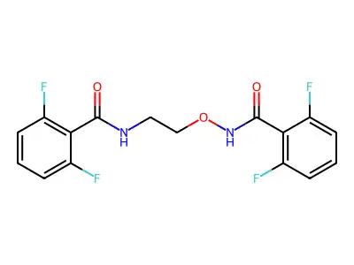 N-(2-{[(2,6-difluorobenzoyl)amino]oxy}ethyl)-2,6-difluorobenzenecarboxamide structure