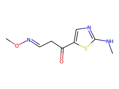 3-Methoxyimino-1-[2-(methylamino)-1,3-thiazol-5-yl]propan-1-one structure