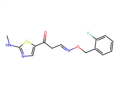 3-[(2-fluorophenyl)methoxyimino]-1-(2-methylamino-1,3-thiazol-5-yl)propan-1-one structure