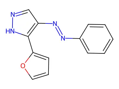 3-(2-furyl)-4H-pyrazol-4-one N-phenylhydrazone structure