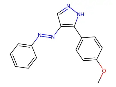 3-(4-methoxyphenyl)-4H-pyrazol-4-one N-phenylhydrazone structure
