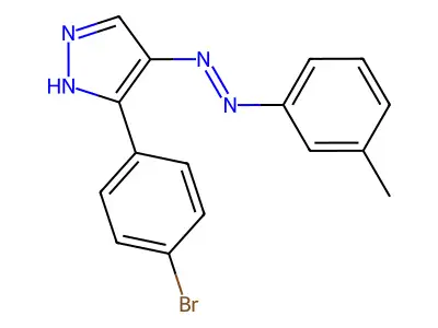 3-(4-bromophenyl)-4H-pyrazol-4-one N-(3-methylphenyl)hydrazone structure