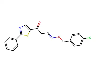 3-[(4-Chlorophenyl)methoxyimino]-1-(2-phenyl-1,3-thiazol-5-yl)propan-1-one structure