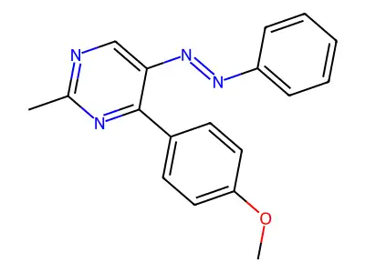 Methyl 4-[2-methyl-5-(2-phenyldiazenyl)-4-pyrimidinyl]phenyl ether structure