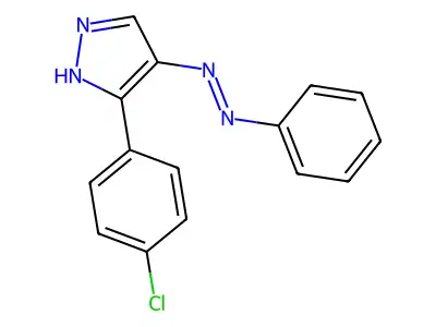 3-(4-chlorophenyl)-4H-pyrazol-4-one N-phenylhydrazone structure
