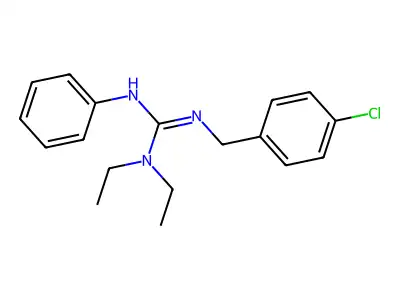 N'-(4-chlorobenzyl)-N,N-diethyl-N''-phenylguanidine structure
