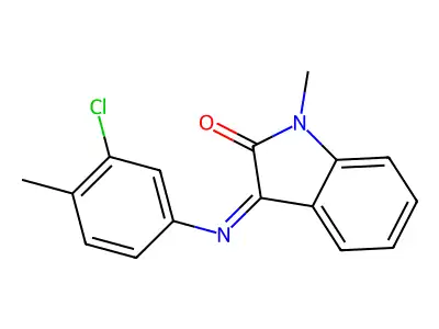 3-[(3-chloro-4-methylphenyl)imino]-1-methyl-1,3-dihydro-2H-indol-2-one structure