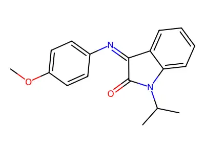 1-isopropyl-3-[(4-methoxyphenyl)imino]-1,3-dihydro-2H-indol-2-one structure