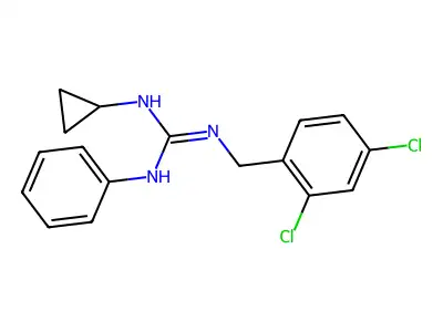 N-cyclopropyl-N'-(2,4-dichlorobenzyl)-N''-phenylguanidine structure