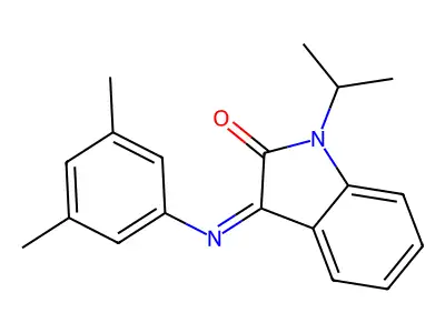3-[(3,5-dimethylphenyl)imino]-1-isopropyl-1,3-dihydro-2H-indol-2-one structure