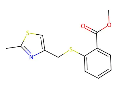 Methyl 2-{[(2-methyl-1,3-thiazol-4-yl)methyl]sulfanyl}benzenecarboxylate structure