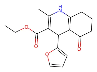 Ethyl 4-(2-furyl)-2-methyl-5-oxo-1,4,5,6,7,8-hexahydro-3-quinolinecarboxylate structure