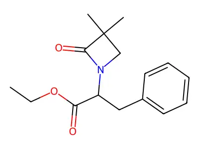 Ethyl 2-(3,3-dimethyl-2-oxo-1-azetanyl)-3-phenylpropanoate structure