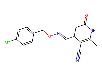 4-[(4-chlorophenyl)methoxyiminomethyl]-6-methyl-2-oxo-3,4-dihydro-1H-pyridine-5-carbonitrile structure