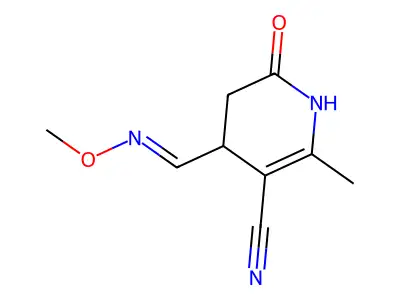 4-(methoxyiminomethyl)-6-methyl-2-oxo-3,4-dihydro-1H-pyridine-5-carbonitrile structure
