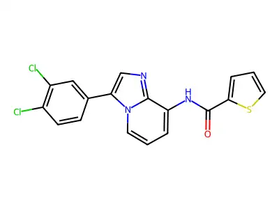N-[3-(3,4-dichlorophenyl)imidazo[1,2-a]pyridin-8-yl]thiophene-2-carboxamide structure