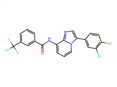 N-[3-(3,4-dichlorophenyl)imidazo[1,2-a]pyridin-8-yl]-3-(trifluoromethyl)benzamide structure