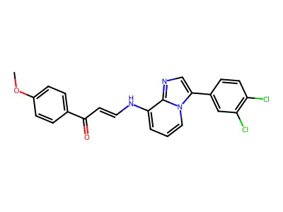 3-[[3-(3,4-dichlorophenyl)imidazo[1,2-a]pyridin-8-yl]amino]-1-(4-methoxyphenyl)prop-2-en-1-one structure
