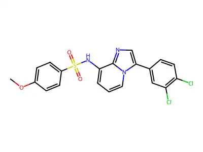 N-[3-(3,4-dichlorophenyl)imidazo[1,2-a]pyridin-8-yl]-4-methoxybenzenesulfonamide structure