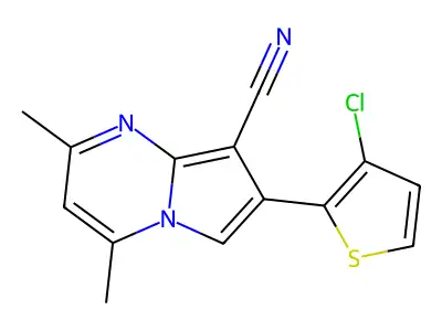7-(3-Chloro-2-thienyl)-2,4-dimethylpyrrolo[1,2-a]pyrimidine-8-carbonitrile structure