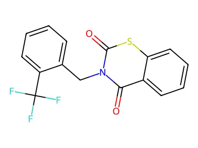 3-[2-(trifluoromethyl)benzyl]-2H-1,3-benzothiazine-2,4(3H)-dione structure