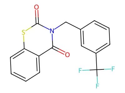 3-[3-(trifluoromethyl)benzyl]-2H-1,3-benzothiazine-2,4(3H)-dione structure