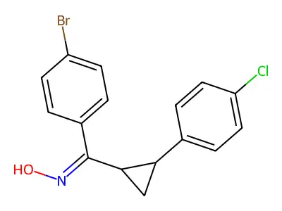 N-[(4-bromophenyl)-[2-(4-chlorophenyl)cyclopropyl]methylidene]hydroxylamine structure