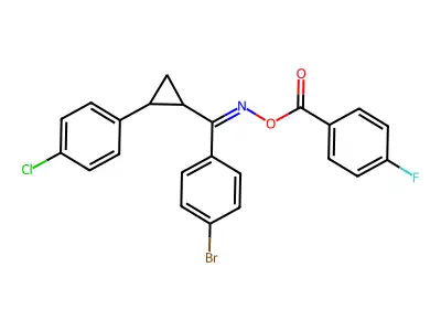 [[(4-bromophenyl)-[2-(4-chlorophenyl)cyclopropyl]methylidene]amino] 4-fluorobenzoate structure