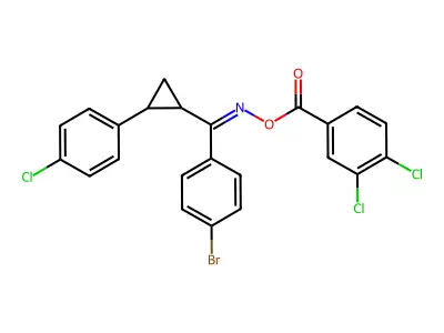 [[(4-bromophenyl)-[2-(4-chlorophenyl)cyclopropyl]methylidene]amino] 3,4-dichlorobenzoate structure