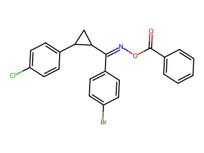 [[(4-Bromophenyl)-[2-(4-chlorophenyl)cyclopropyl]methylidene]amino] benzoate structure