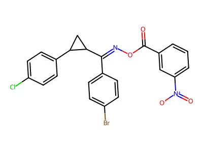 [[(4-bromophenyl)-[2-(4-chlorophenyl)cyclopropyl]methylidene]amino] 3-nitrobenzoate structure