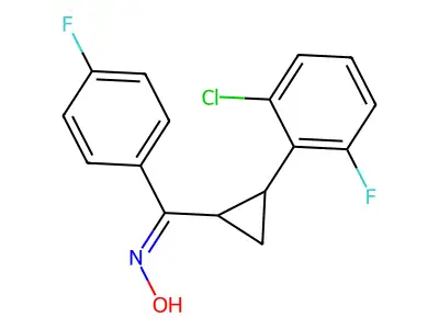 [2-(2-chloro-6-fluorophenyl)cyclopropyl](4-fluorophenyl)methanone oxime structure