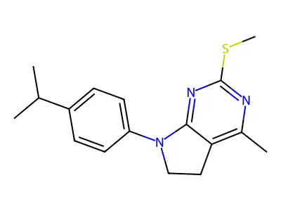 7-(4-isopropylphenyl)-4-methyl-2-(methylsulfanyl)-6,7-dihydro-5H-pyrrolo[2,3-d]pyrimidine structure
