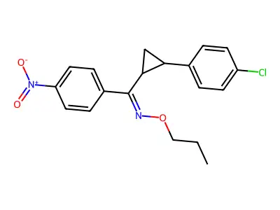 [2-(4-chlorophenyl)cyclopropyl](4-nitrophenyl)methanone O-propyloxime structure