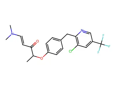 (E)-4-(4-{[3-chloro-5-(trifluoromethyl)-2-pyridinyl]methyl}phenoxy)-1-(dimethylamino)-1-penten-3-one structure