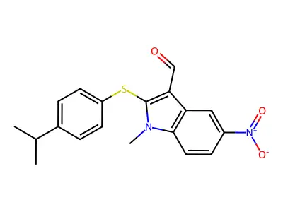 2-[(4-isopropylphenyl)sulfanyl]-1-methyl-5-nitro-1H-indole-3-carbaldehyde structure