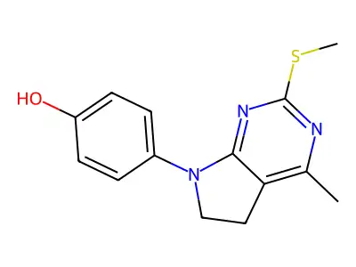 4-[4-methyl-2-(methylsulfanyl)-5,6-dihydro-7H-pyrrolo[2,3-d]pyrimidin-7-yl]benzenol structure