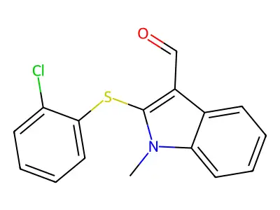 2-[(2-chlorophenyl)sulfanyl]-1-methyl-1H-indole-3-carbaldehyde structure