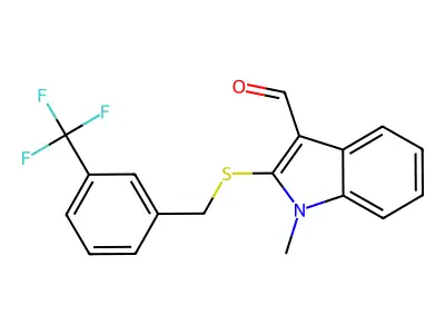 1-methyl-2-{[3-(trifluoromethyl)benzyl]sulfanyl}-1H-indole-3-carbaldehyde structure