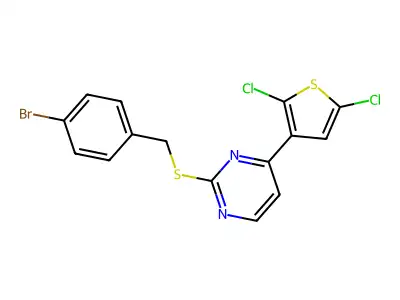 2-[(4-Bromobenzyl)sulfanyl]-4-(2,5-dichloro-3-thienyl)pyrimidine structure