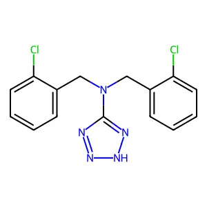 N,N-bis[(2-chlorophenyl)methyl]-2H-tetrazol-5-amine structure