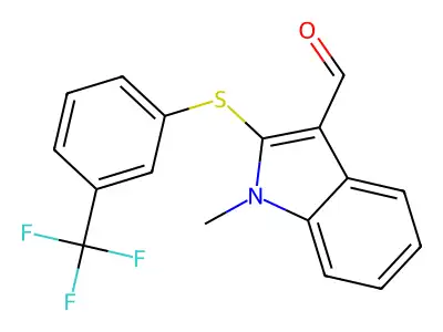 1-Methyl-2-[3-(trifluoromethyl)phenylthio]indole-3-carboxaldehyde structure