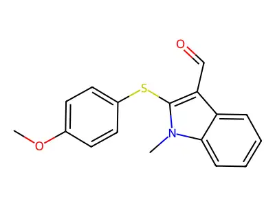 2-[(4-methoxyphenyl)sulfanyl]-1-methyl-1H-indole-3-carbaldehyde structure