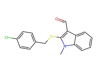 2-[(4-chlorobenzyl)sulfanyl]-1-methyl-1H-indole-3-carbaldehyde structure