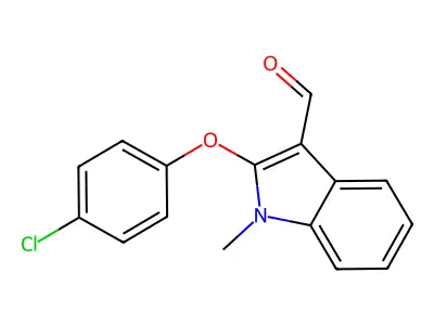 2-(4-chlorophenoxy)-1-methyl-1H-indole-3-carbaldehyde structure