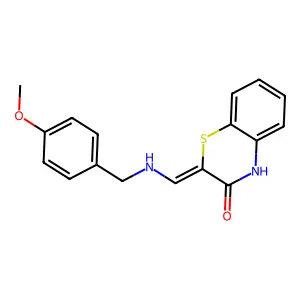 (2E)-2-[[(4-methoxyphenyl)methylamino]methylidene]-4H-1,4-benzothiazin-3-one structure
