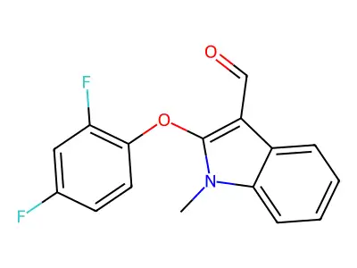 2-(2,4-difluorophenoxy)-1-methyl-1H-indole-3-carbaldehyde structure