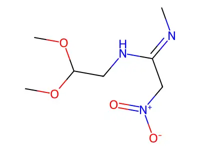 N-(2,2-dimethoxyethyl)-N'-methyl-2-nitroethanimidamide structure